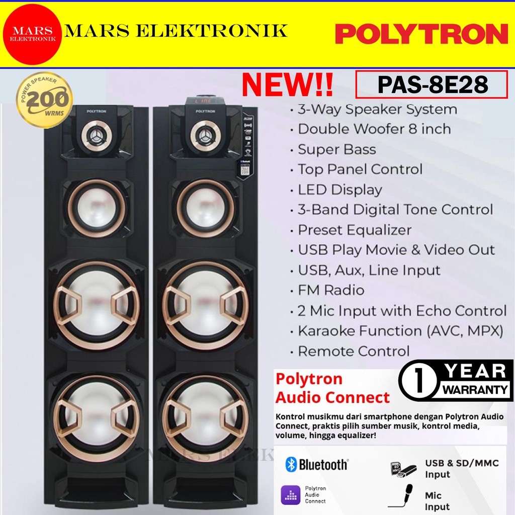 SPEAKER ACTIVE POLYTRON PAS 8E28 / PAS8E28 / SPEAKER POLYTRON / FREE ONGKIR MEDAN