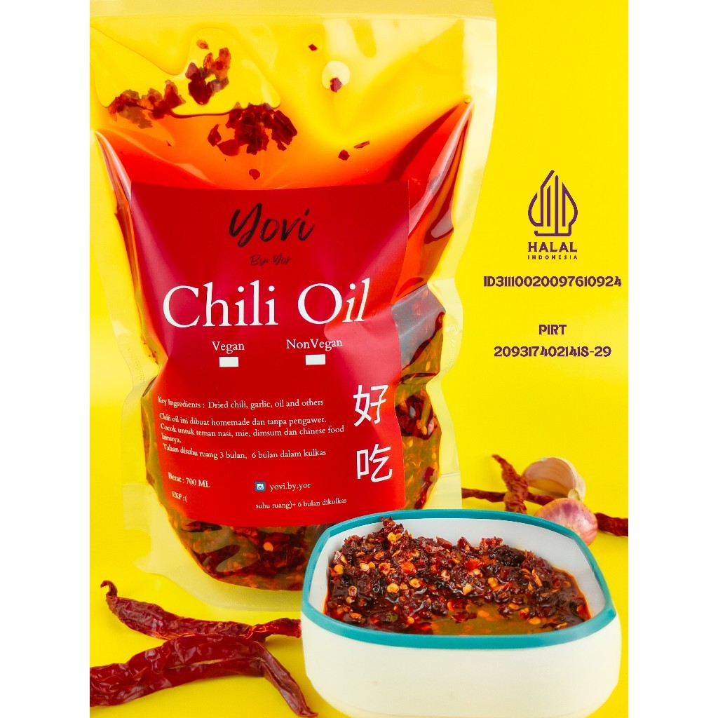 

Chili Oil Yovi With Crunchy Garlic 700ML (Vegan/Non Vegan)