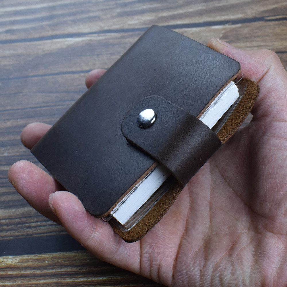 

Portable Loose Leaf Weekly Memo Plan Notebook Genuine Leather Cover Button Travel Notepad