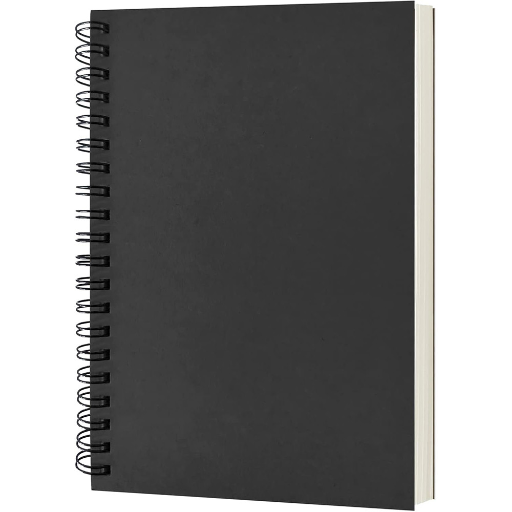 

Blank Spiral Notebook, 1-Pack, Soft Cover, Sketch book, 100 Sheets, 8.26 inch x 5.7 inch (Black)