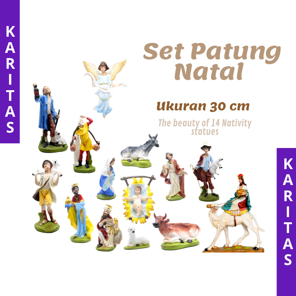 SET PATUNG NATAL 30 CM / HADIAH NATAL / NATIVITY SCANE / PATUNG TUHAN YESUS / PATUNG BUNDA MARIA /GE