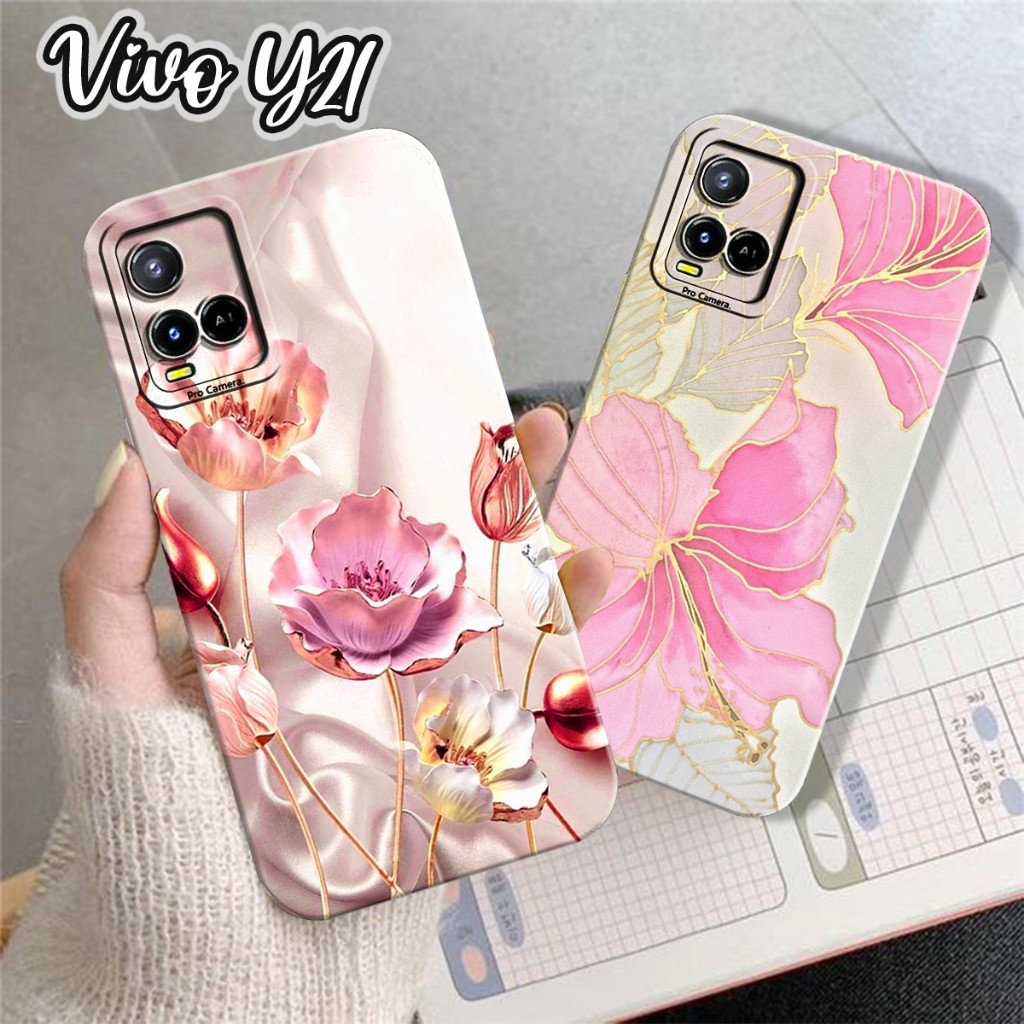#MS Softcase Prokamera VIVO Y21/Y21A/Y21S/Y33S/Y33T Motif Flower Cantik Kekinian Aesthetic Casing - 