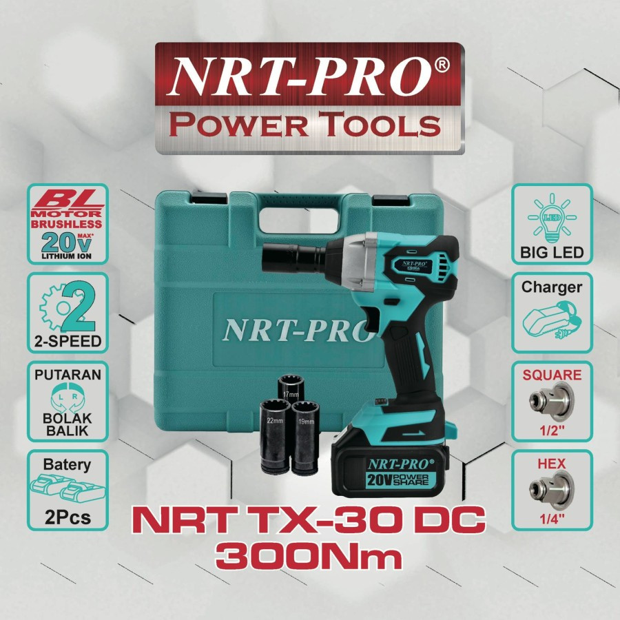 MESIN BOR IMPACT PEMBUKA BAUT CORDLESS IMPACT WRENCH TX-30 DC NRT-PRO