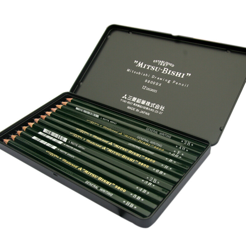

Japanese pencil 9800DX sketch iron box set pencil 12Pcs/Lot (6B-4H) drawing pencil drawing pencil 10B-8H-full set 22Pcs/Lot