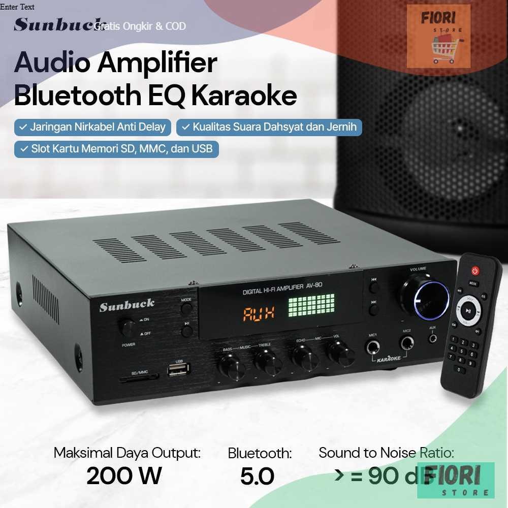 Sunbuck Audio Amplifier Bluetooth EQ Karaoke FM Radio 200W - AV-80