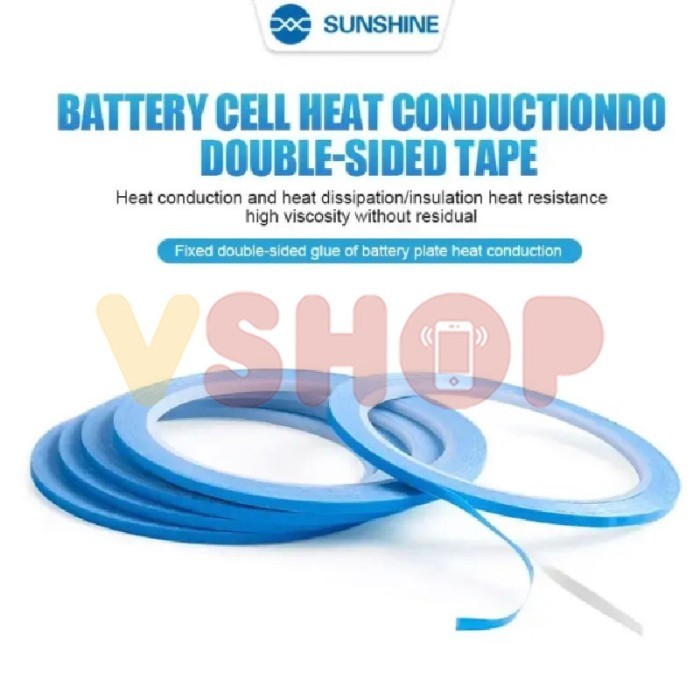 

[MS] DOUBLE TAPE BLUE SUNSHINE STICKER FOR BATERAI THERMAL - BATTERY CELL HEAT CONDUCTIONDO DOUBLE-SIDED TAPE - 0.3CM