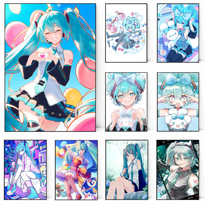 

Cartoon Cute Double Ponytail Anime Girly Posters Prints Canvas Printing Modern Wall Art Picture for Living Room Home Decor Gifts