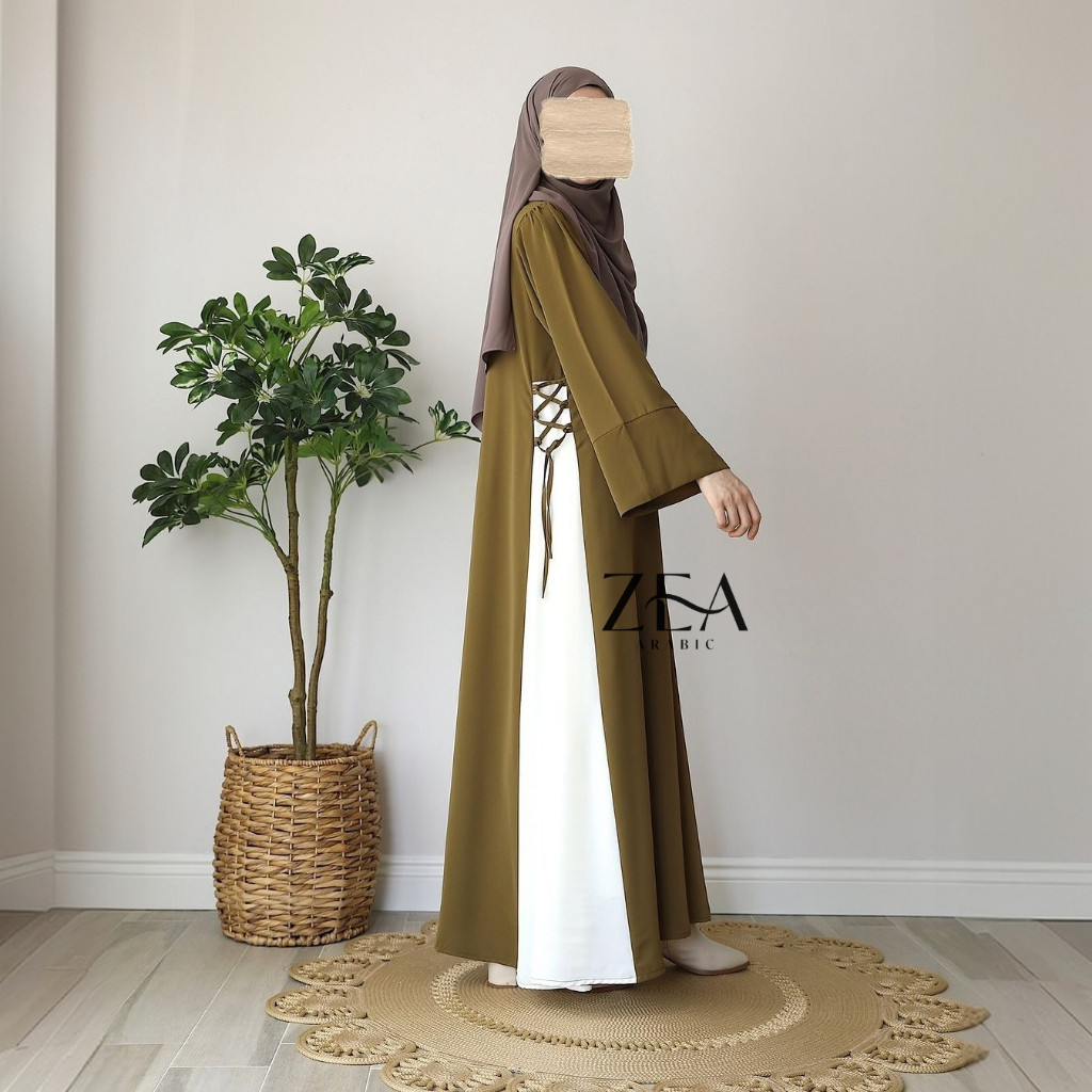 Gamis Natasya – Gamis Hitam Wanita Remaja OOTD Korean Style Tali Pinggang Elegan Kekinian - Zeaa