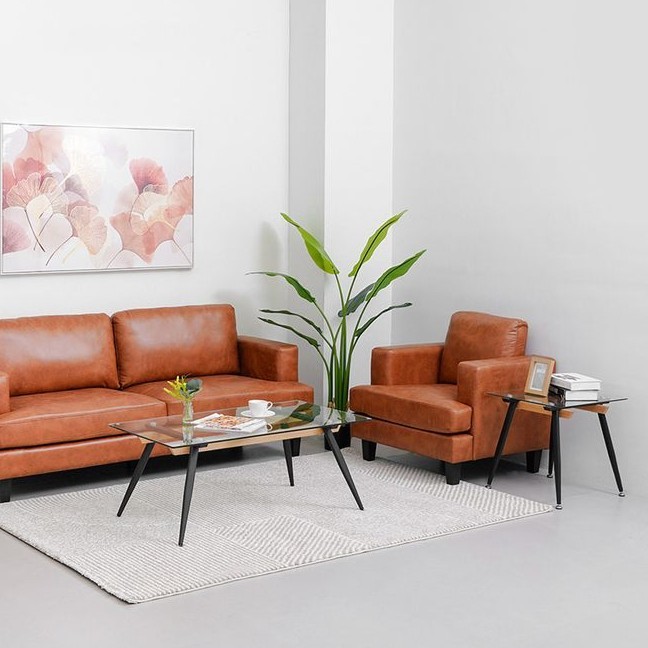 Set Meja Tamu Meja Sisi Kaca INFORMA Coffee Table/Side Table Minimalis