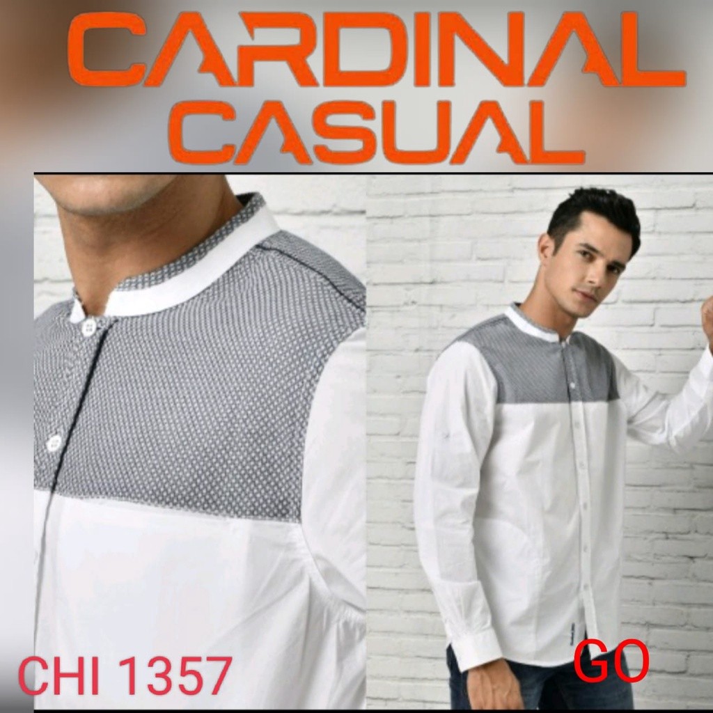 gof XL-2XL CARDINAL KEMEJA KOKO PUTIH JUMBO Pakaian Atasan Muslim Pria Hem Lengan Panjang Original K