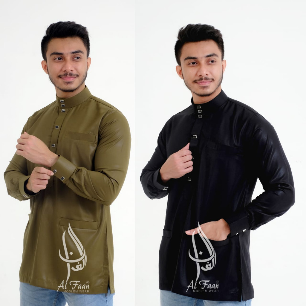 (AL FAAN) Kurta Koko Atasan Pria busana muslim Alzan baju koko melayu jubah gamis pria alfaan terbar