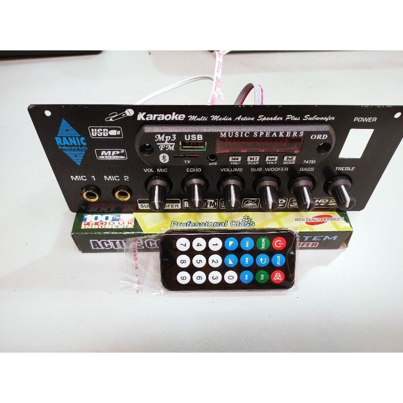 Kit Tone Control Stereo Mic Echo Subwoofer Plus MP3 Bluetooth Karaoke