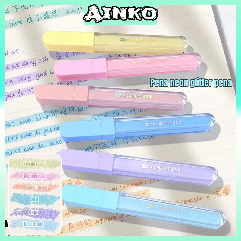 

【3 PCS】Pena Neon Glitter Pena Warna Pastel Penanda Tanda Langit Berbintang Pen Cepat Kering Stabilo Color Pen