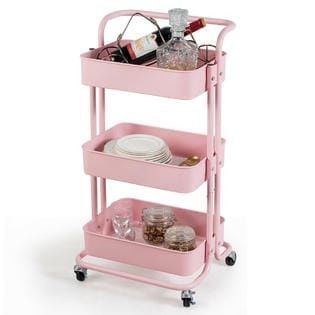 TROLI SALON RAK TROLI 3SUSUN BESI+PLASTIK RAK DORONG MULTIFUNGSI DAPUR - TROLI WHITE