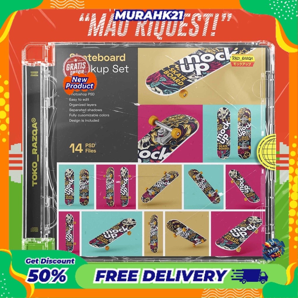 14 PSD Skateboard Mockup Set ◖Mockup◗ NEW MOCKUP