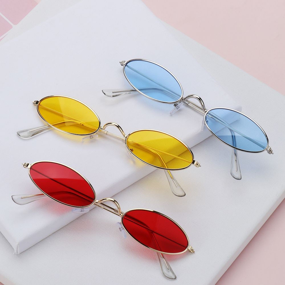 Men and Women Retro Small Oval Sunglasses Vintage Shades Sun Glasses Small Metal Frame Sun Glasses f