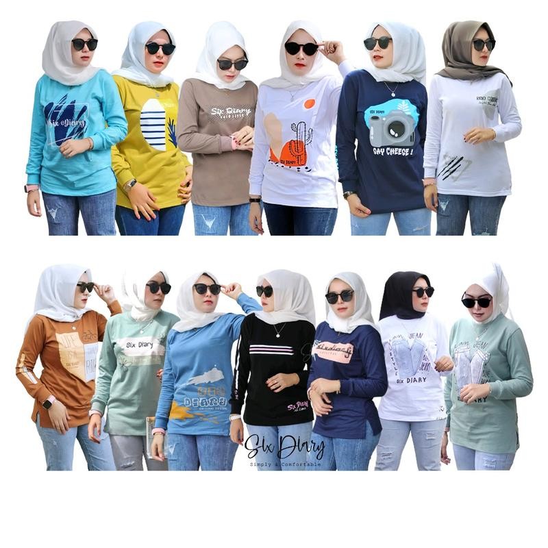 

Baju Atasan Wanita Tangan Panjang Six Diary Original Terbaru Katun Bunga