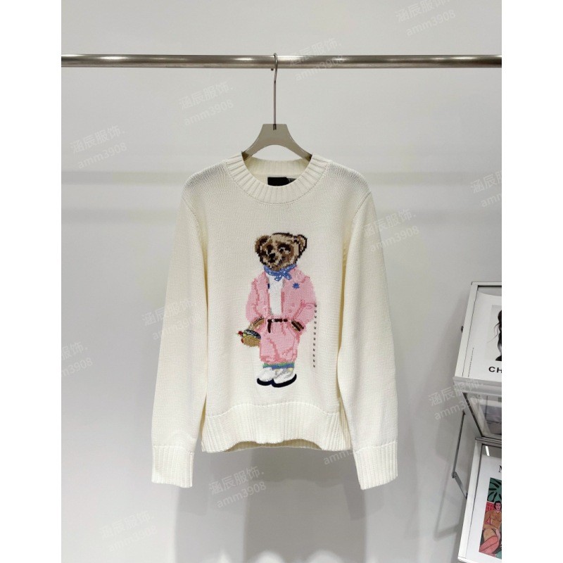 ori~POLO RL model terbaru sweater rajut bordir beruang bergaya akademik Amerika