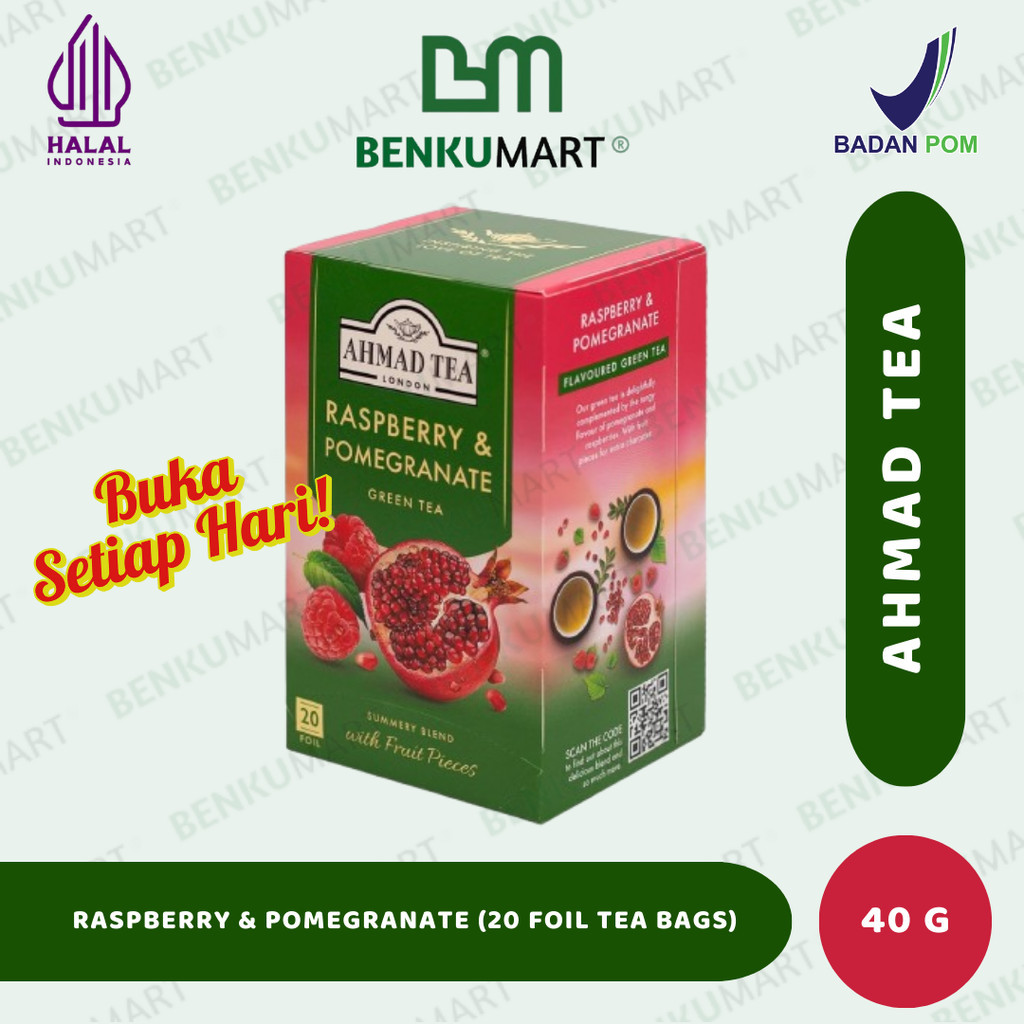 

Ahmad Tea Raspberry & Pomegranate Green Tea - 40gr | 20 Tea Bags