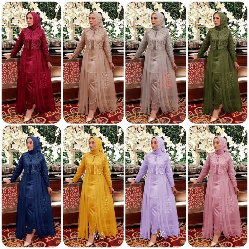 Z1 SET ATTELIER DEWASA DAN ANAK SETELAN KEBAYA JUMBO SETELAN MUSLIM BRUKAT KOMBI TILE + CELANA MOSCR