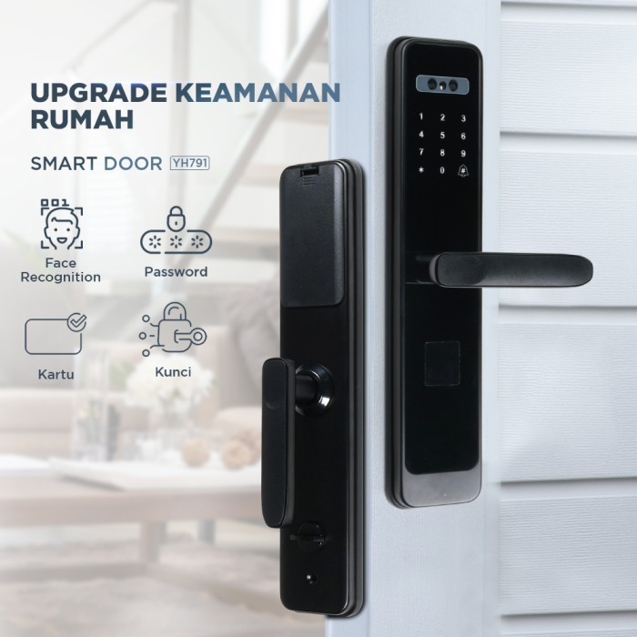 

Smart Door Lock Kunci Pintu Rumah Password Face Recognition Cryptography Kartu Key Card Hitam YH791 YRHAND