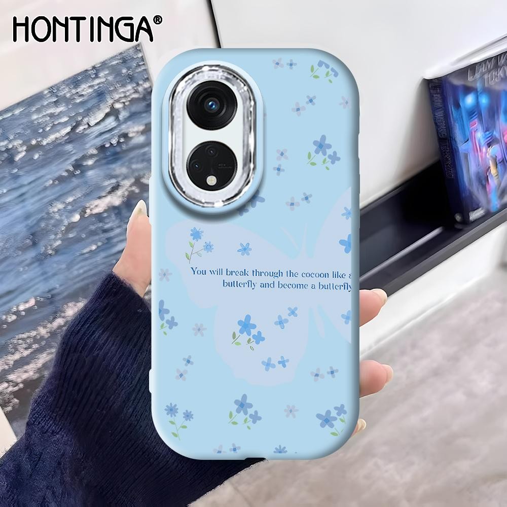 Hontinga Casing Hp Untuk OPPO Reno 8T 5G Silikon Sofcase Cassing Softcase Butterfly Flower 5250 Soft