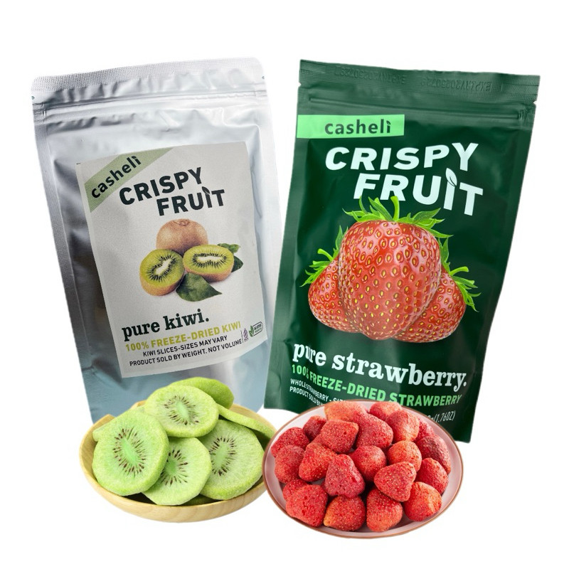 

casheli Bundle of 2 Crispy Freeze-dried Kiwi 50g + Crispy Freeze-dried Strawberry 50g