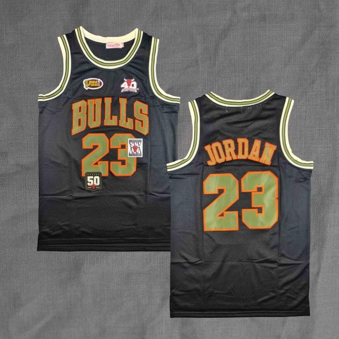 BAJU JERSEY BASKET CLASSIC MICHAEL JORDAN CHICAGO BULLS BLACK MILITARY #23