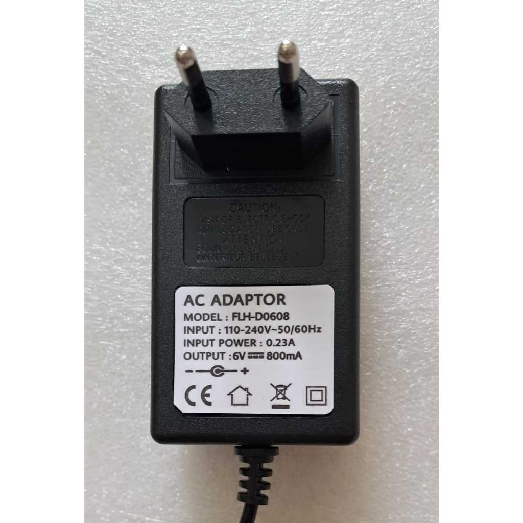 AC ADAPTOR OUTPUT: 6V 800mA MODEL: FLH-D0608 INPUT: 110-240V~50/60Hz INPUT POWER: 0.23A