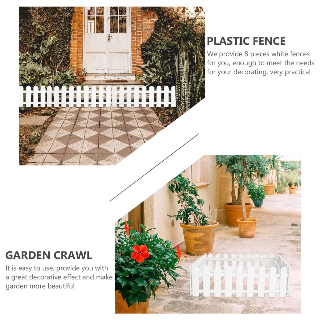 Shabby Chic Pagar Taman Vintage Dekorasi Outdoor/Indoor Plastik Tahan UV Warna Putih Distressed