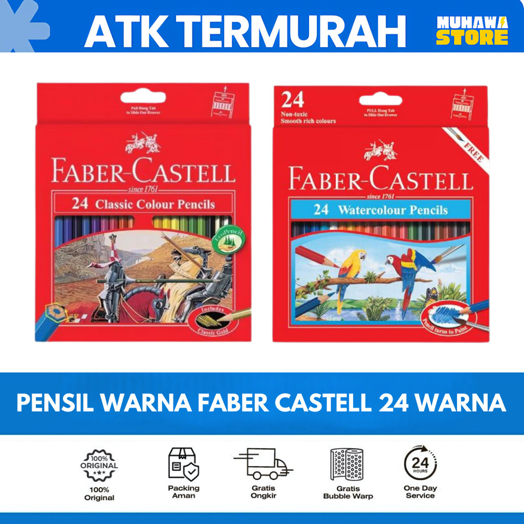 

PENSIL 24 WARNA PANJANG FABER-CASTELL ORIGINAL (SET)