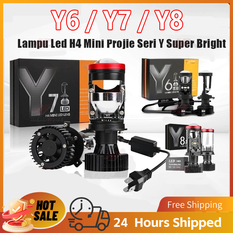Y6 Y7 Y8 Lampu Head lamp Led Projie H4 Mini Lens y6 y7 y8 Lampu Led Mobil Dan Motor H4 /Biled/ Mini