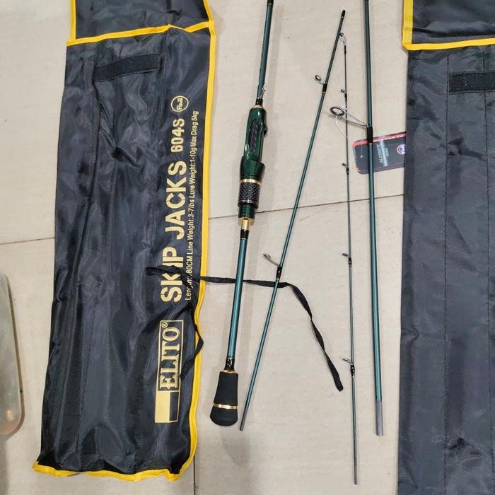 joran pancing spinning elito skip jacks 604 664 704 travel rod - 704