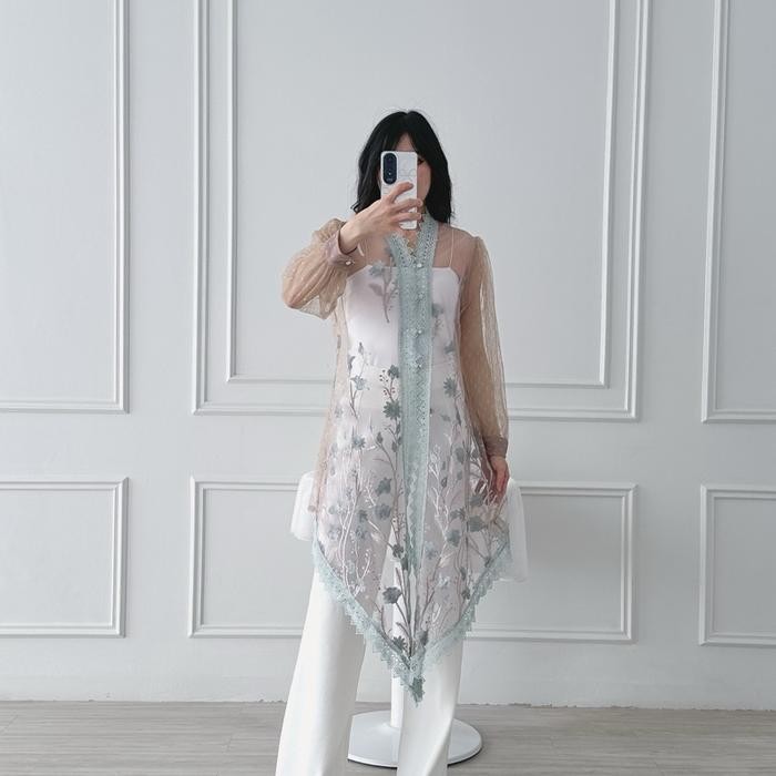 ￼Milla Brocade Lace Tunik | Baju Lebaran | Baju Kondangan | Dress Mewah Hijab | Dress Kondanga - Lil