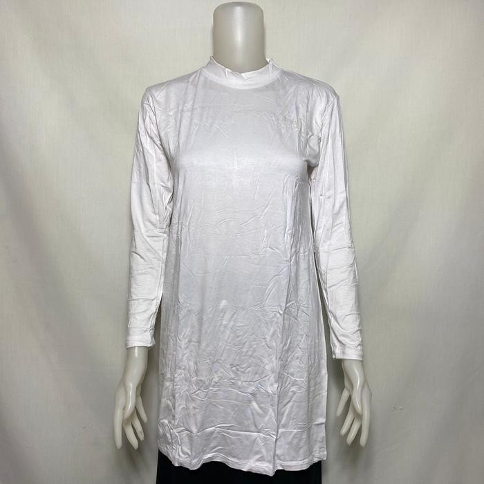 Manset Tunik Lengan Panjang Kaos Tunik Panjang - Putih, Jumbo