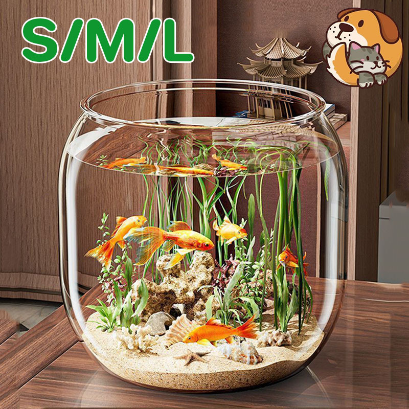 Aquarium Bulat Plastic Mini Aquarium Toples Bulat Ikan Hias Aquarium Toples Bulat Kura-Kura Wadah