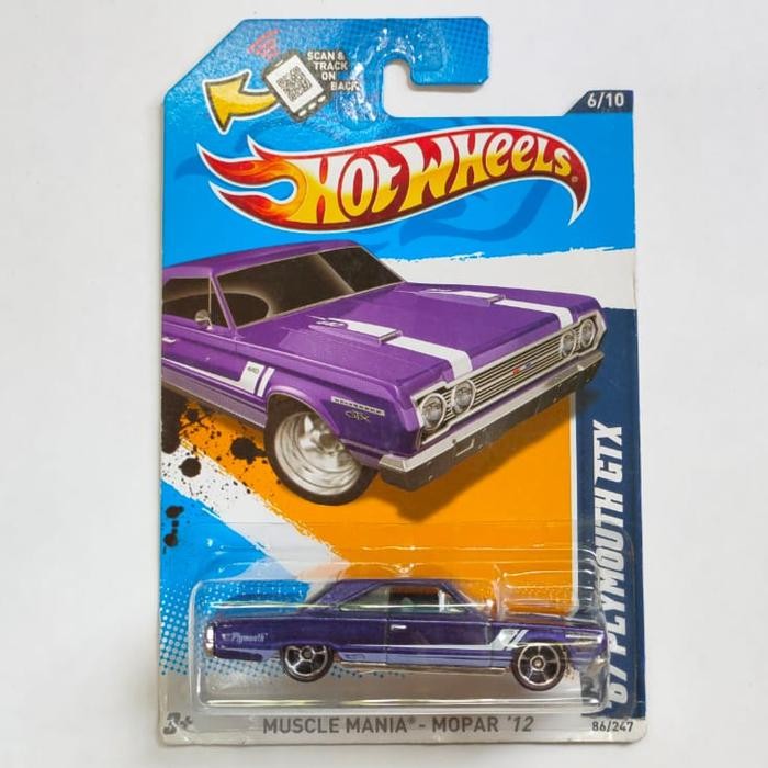 TR99 HW Hot Wheels 67 Plymouth GTX biru ungu 2012 rare Muscle Mania