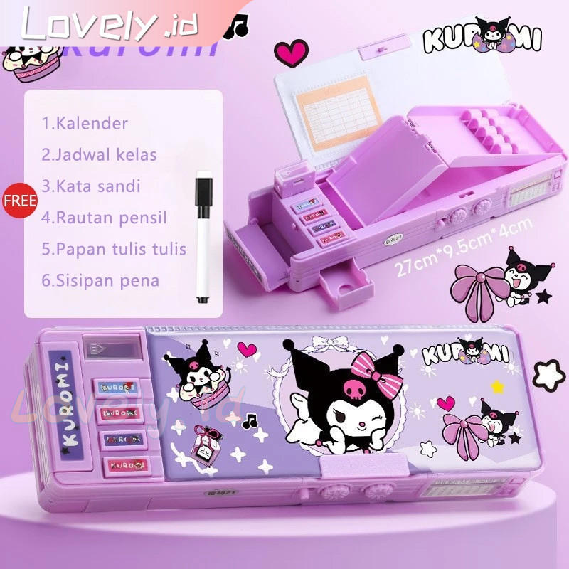

KOTAK PENSIL/Bahan Tahan Air Kuromi Tempat Pensil Password /Multifungsi Lapis Ganda Berkapasitas Besar Lucu- Termasuk Rautan Pensil Kotak Alat Tulis