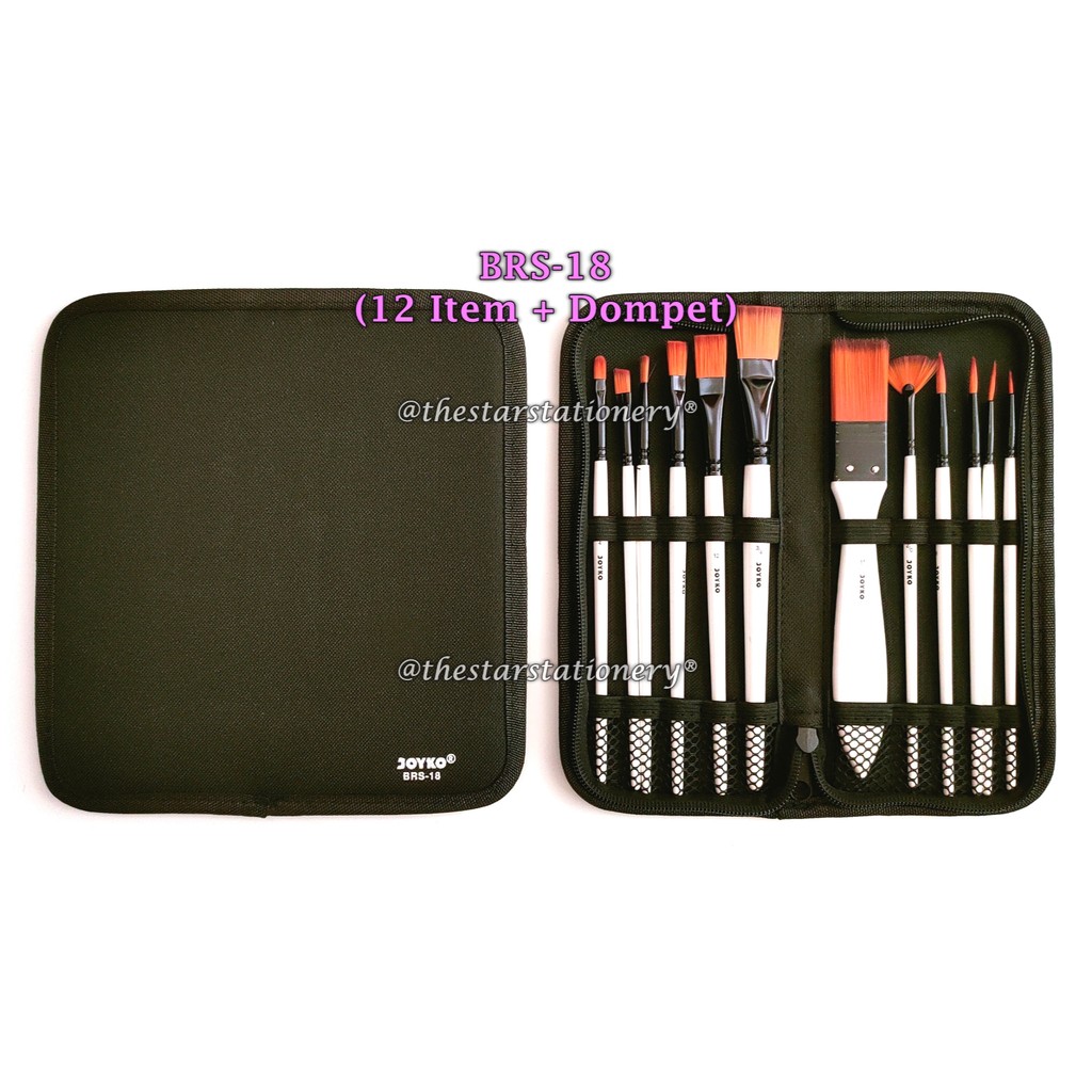 

(1 Set) GROSIR Kuas Cat Air JOYKO BRS-18 / Brush Kuas Cat Air Lukis Acrylic Joyko BRS-18 Set