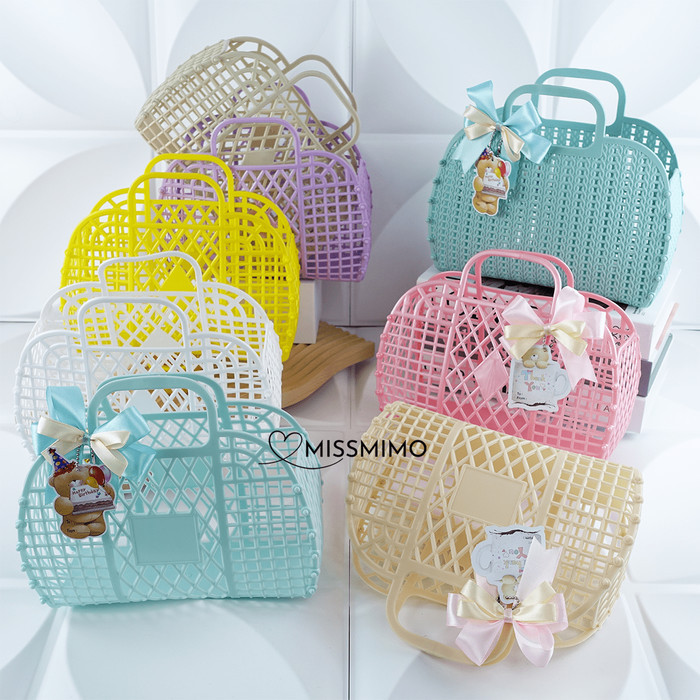 

✨TERLARIS✨ -Keranjang Hampers Plastik Hollow Keranjang Jelly Souvenir Kado Parcel - Hollow White