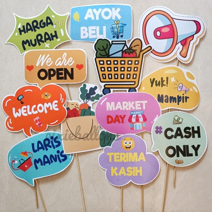 ✨TERLARIS✨ -MARKET DAY PHOTOBOOTH PROPS TONGKAT FOTO DEKORASI JUAL BELI KEGIATAN