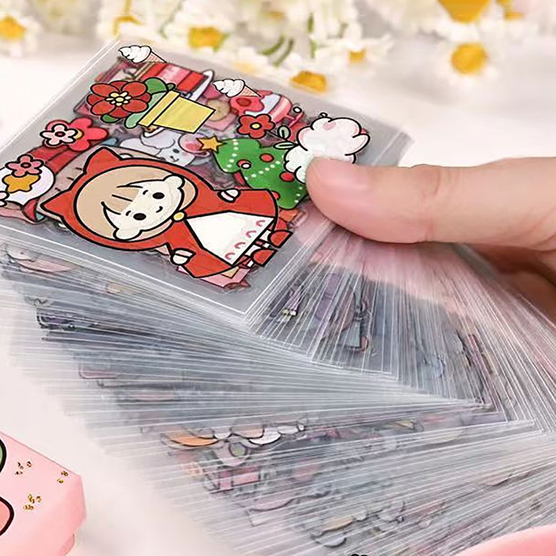 

50Pcs of Non-repetitive PET Waterproof Cute Ledger Stickers Cut-free Stickers for Students and Girls Anime Stickers