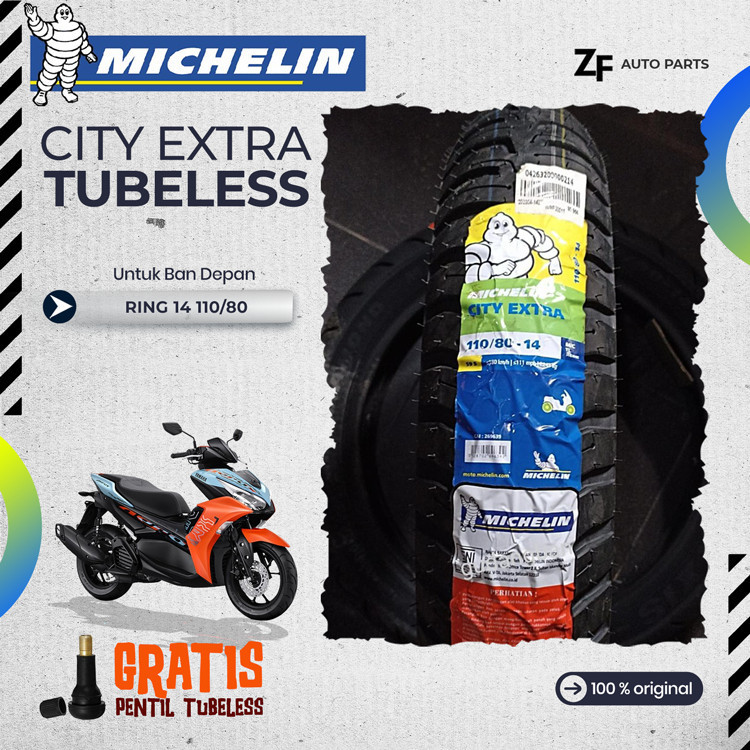 BAN MOTOR AEROX MICHELIN CITY EXTRA Ring 14 110/80 DEPAN TUBELESS