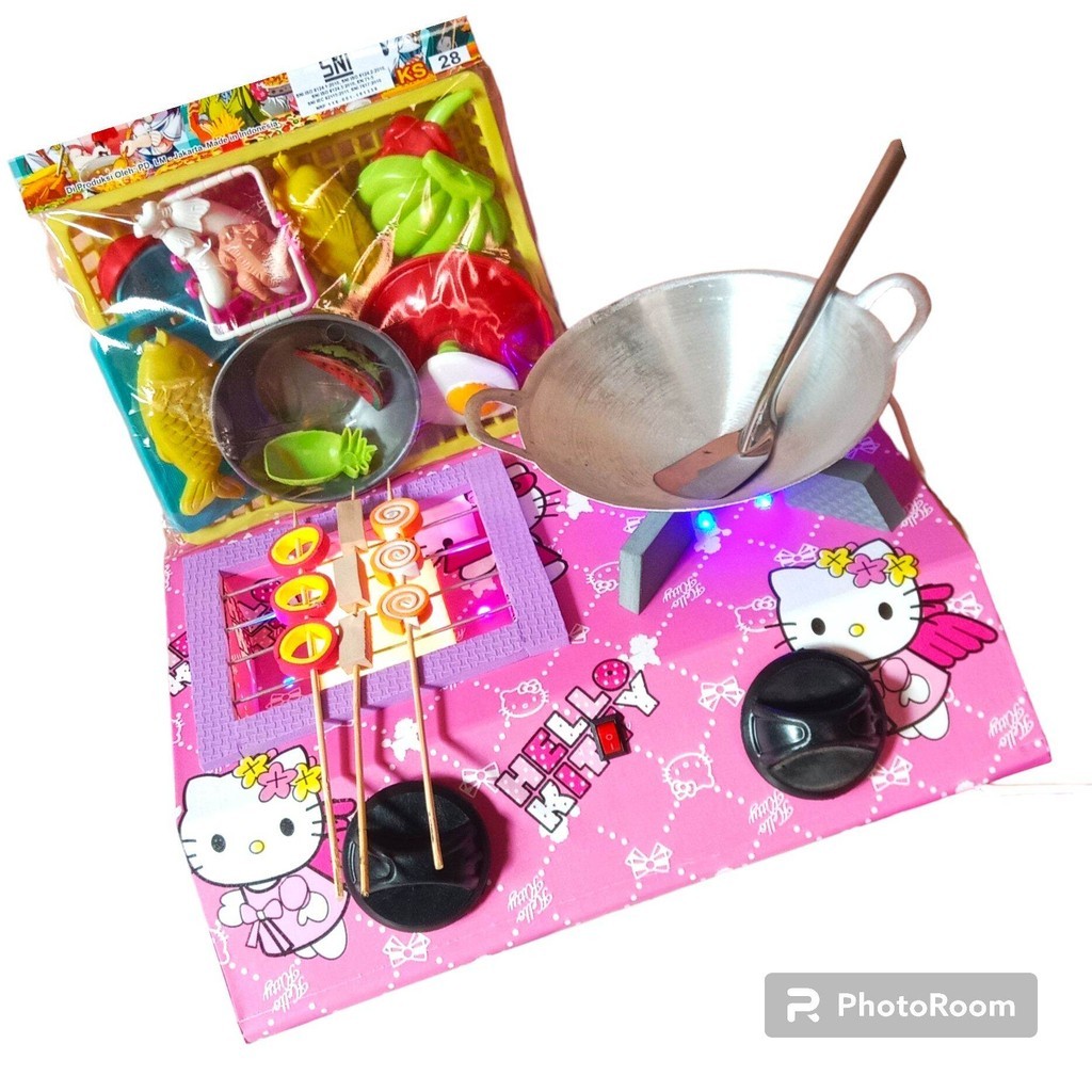 mainan anak kompor led bakaran+kompor dan sate satean