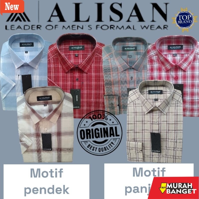 Kemeja formal pria kemeja alisan MOTIF LENGAN PANJANG & LENGAN PENDEK