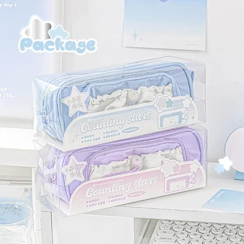 

Sweet Fashion Pencil Case American Style Solid Color Stat Pencil Bag Waterproof High Capacity Stationery Storage Bag Student