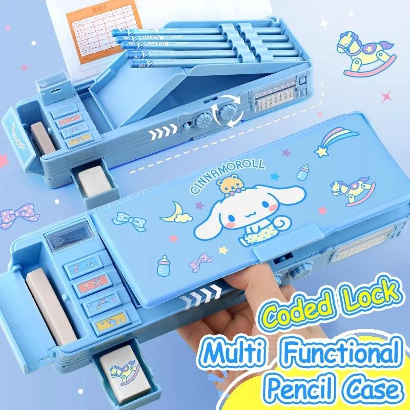 

Sanrio Kuromi Cinnamoroll Multifunction Pencil Case Large Capacity Pencil Box Coded Lock Students'Supply Children New Term Gifts