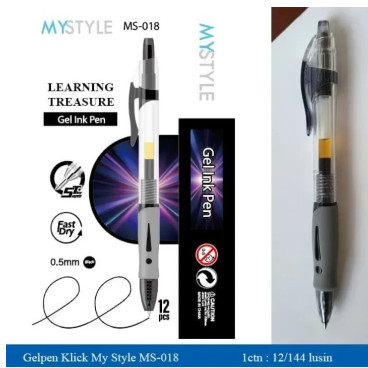 

Pulpen Gel MYSTYLE MS-018 0.5mm (Hitam) 1 LUSIN/Gel Pen/Ballpoint Gel