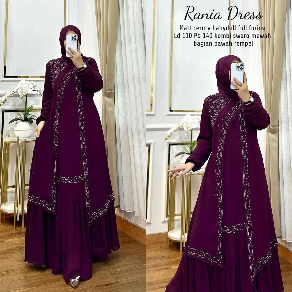 Cod Rania dress/gamis ceruty/dress korean style/dress pesta/gamis premium/gamis lebaran/dress kondan