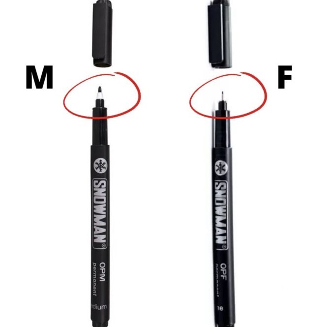 

D3W! Spidol Pen Snowman OHP Permanent Marker OPF / OPM - 1 lusin isi 12 pcs